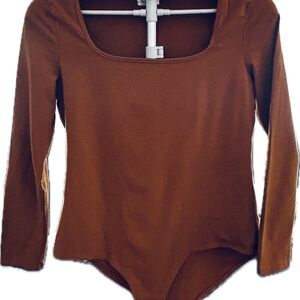 Elegant Brown Long Sleeve Bodysuit